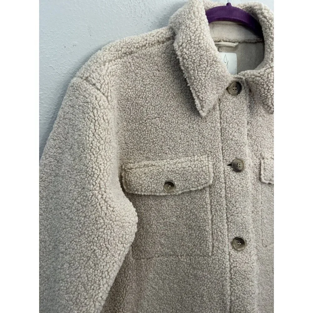 Joie Sherpa Teddy Faux Fur Jacket Size Medium Tan